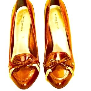 NWT Karen Millen Bordeaux Patent Leather Heels!